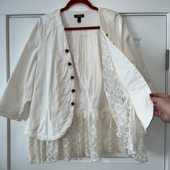 Torrid Ivory 2x Plus Size Lace Detail Blazer/Military Jacket - Picture 3 of 13